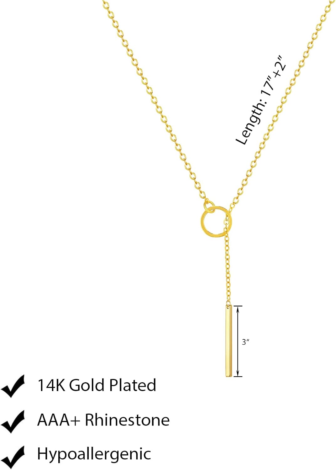 Gold Necklace for Women, Dainty Long Necklace 14k Gold Plated/Silver Y-Shaped Pendant Necklaces Trendy Beaded Chain Drop Necklaces Jewelry for Women Gifts