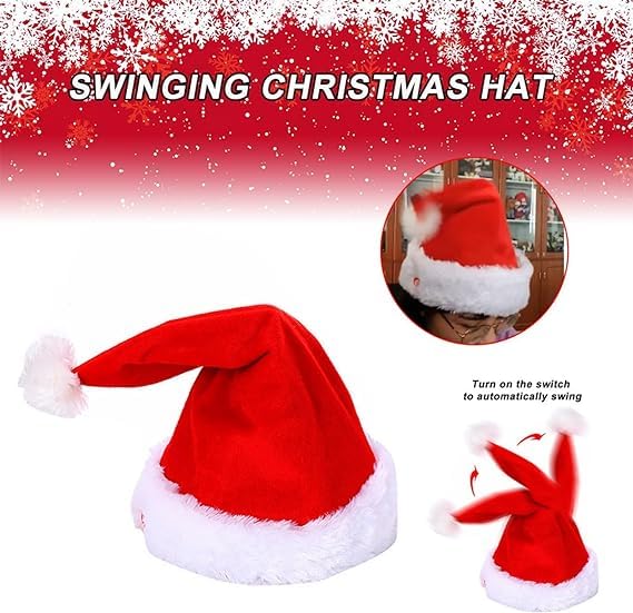 Singing and Dancing Electric Christmas Santa Hat, Electric Swing Moving Santa Hat