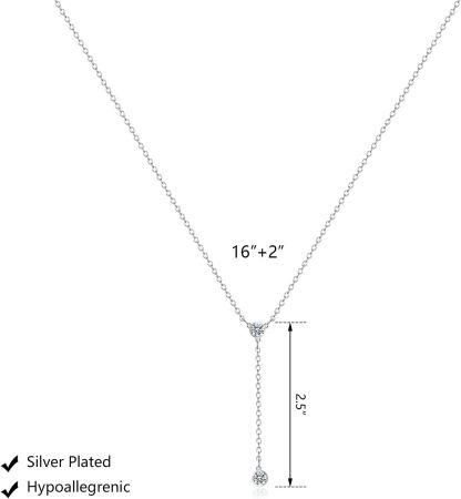 Gold Necklace for Women, Dainty Long Necklace 14k Gold Plated/Silver Y-Shaped Pendant Necklaces Trendy Beaded Chain Drop Necklaces Jewelry for Women Gifts