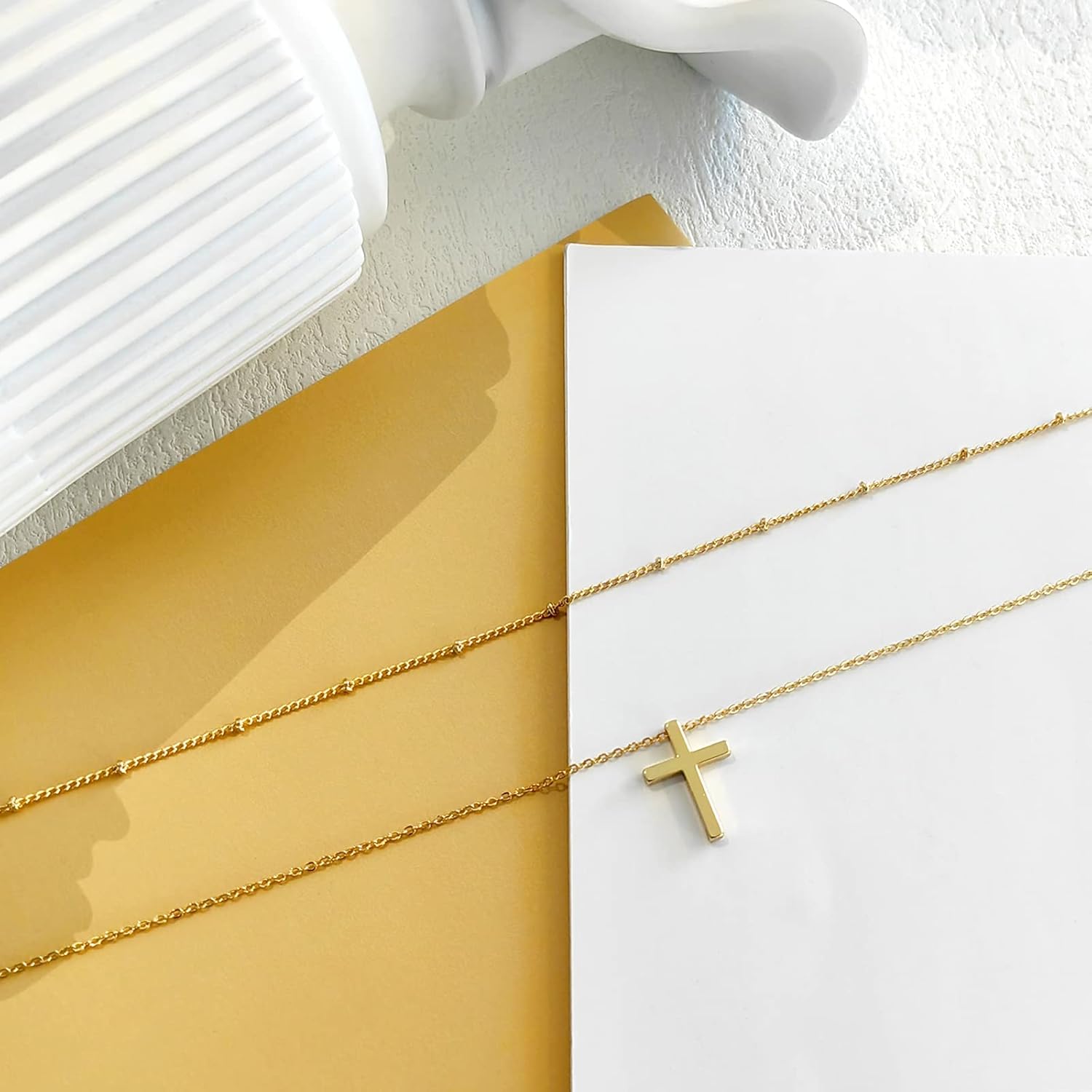 Gold Necklace for Women, Dainty Long Necklace 14k Gold Plated/Silver Y-Shaped Pendant Necklaces Trendy Beaded Chain Drop Necklaces Jewelry for Women Gifts