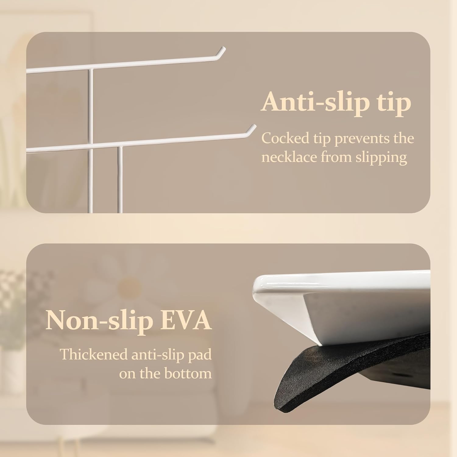 Necklace Stand: Black Metal Necklace Organizer for Home Decor