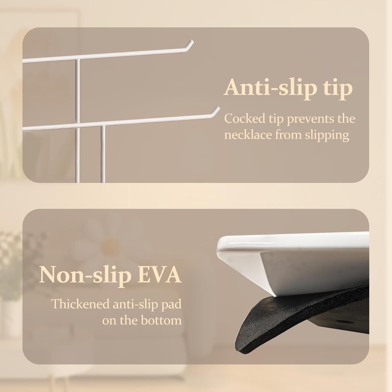 Necklace Stand: Black Metal Necklace Organizer for Home Decor