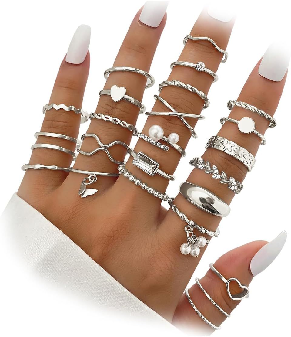  51 Pcs Gold Knuckle Rings Set For Women Girls Vintage Stackable Joint Finger Midi Rings Dainty Cubic Zirconia Crystal Simple Twist Hollow Cute Rings Pack Jewelry Gift