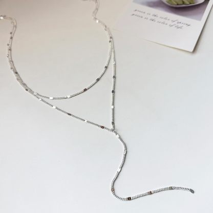 Gold Necklace for Women, Dainty Long Necklace 14k Gold Plated/Silver Y-Shaped Pendant Necklaces Trendy Beaded Chain Drop Necklaces Jewelry for Women Gifts