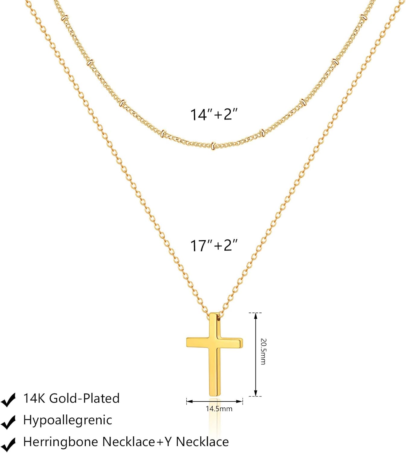 Gold Necklace for Women, Dainty Long Necklace 14k Gold Plated/Silver Y-Shaped Pendant Necklaces Trendy Beaded Chain Drop Necklaces Jewelry for Women Gifts