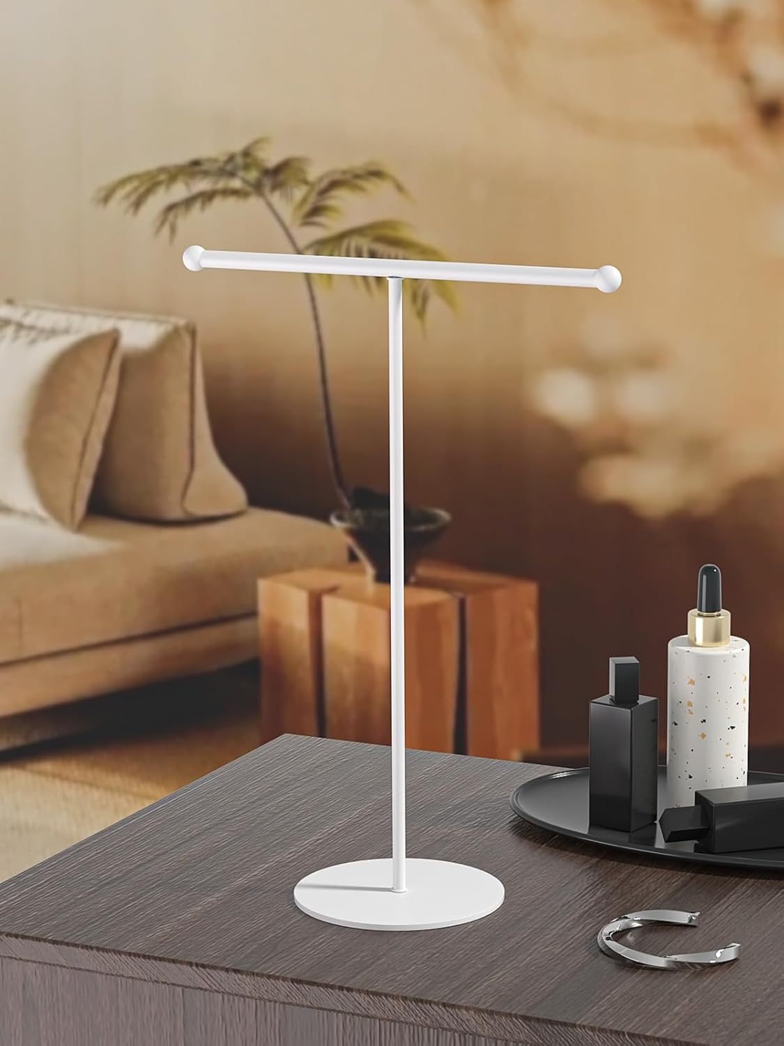 Necklace Organizers Holder, Small Jewelry Display Stand for Women, Men and Vendors, Long Necklace Organizer, Multi-Functional Bracelet Hanger, Space Saving Design (2 Tier Black)