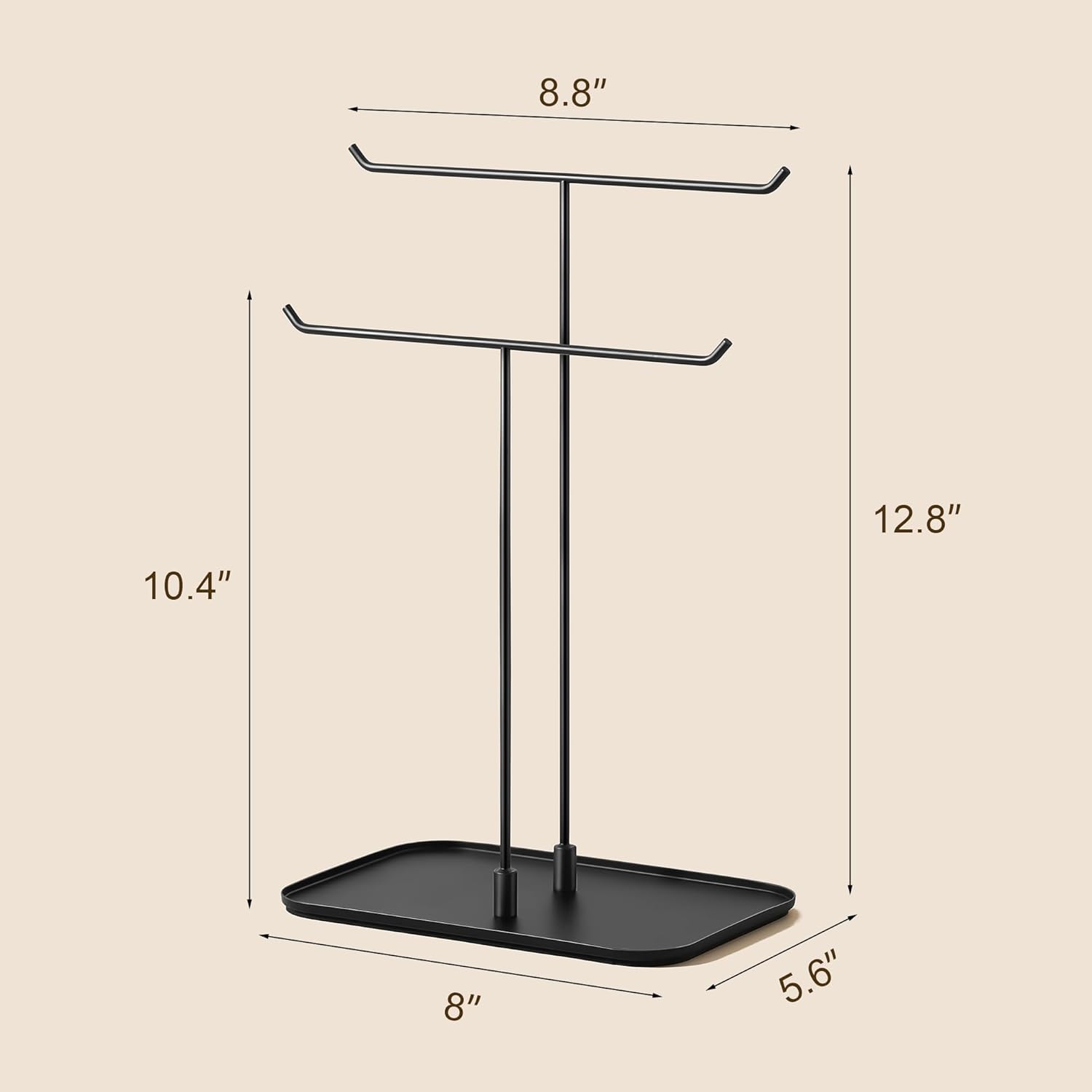 Necklace Stand: Black Metal Necklace Organizer for Home Decor