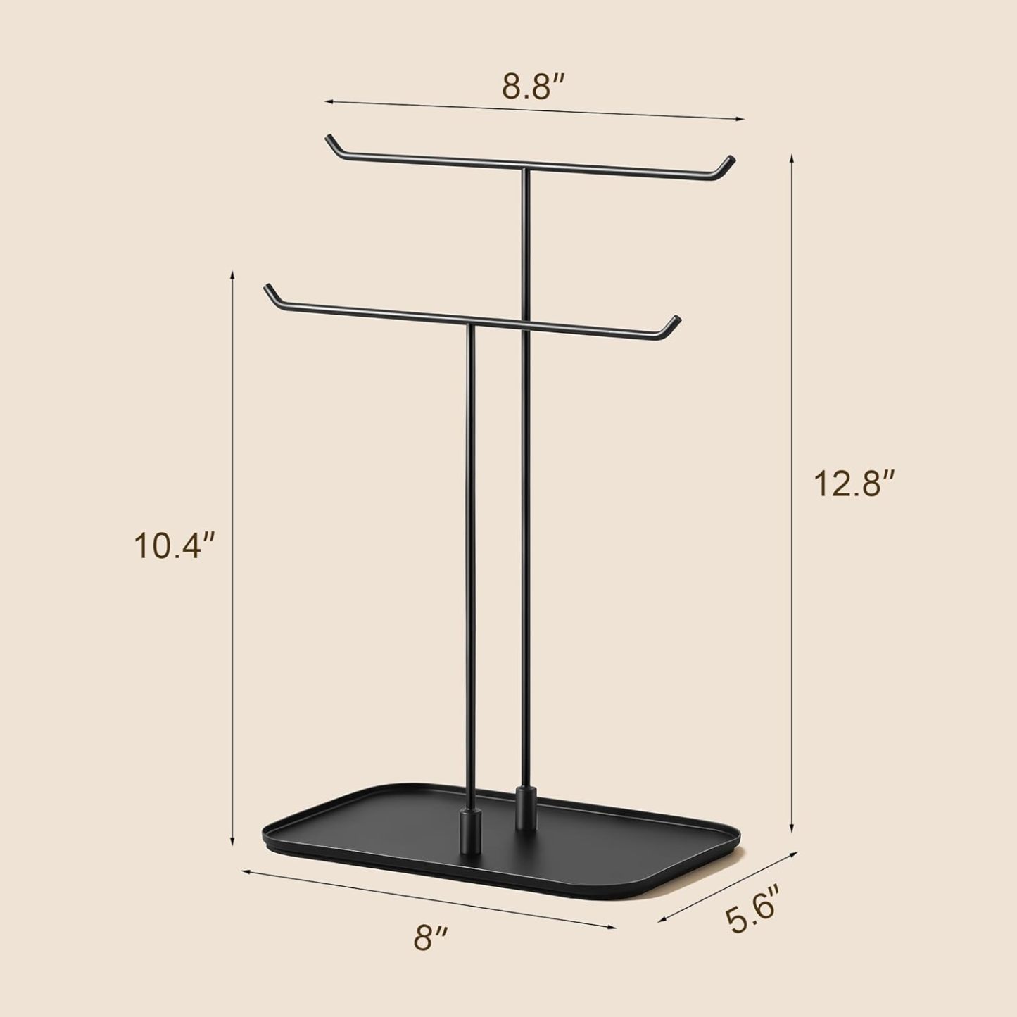 Necklace Stand: Black Metal Necklace Organizer for Home Decor