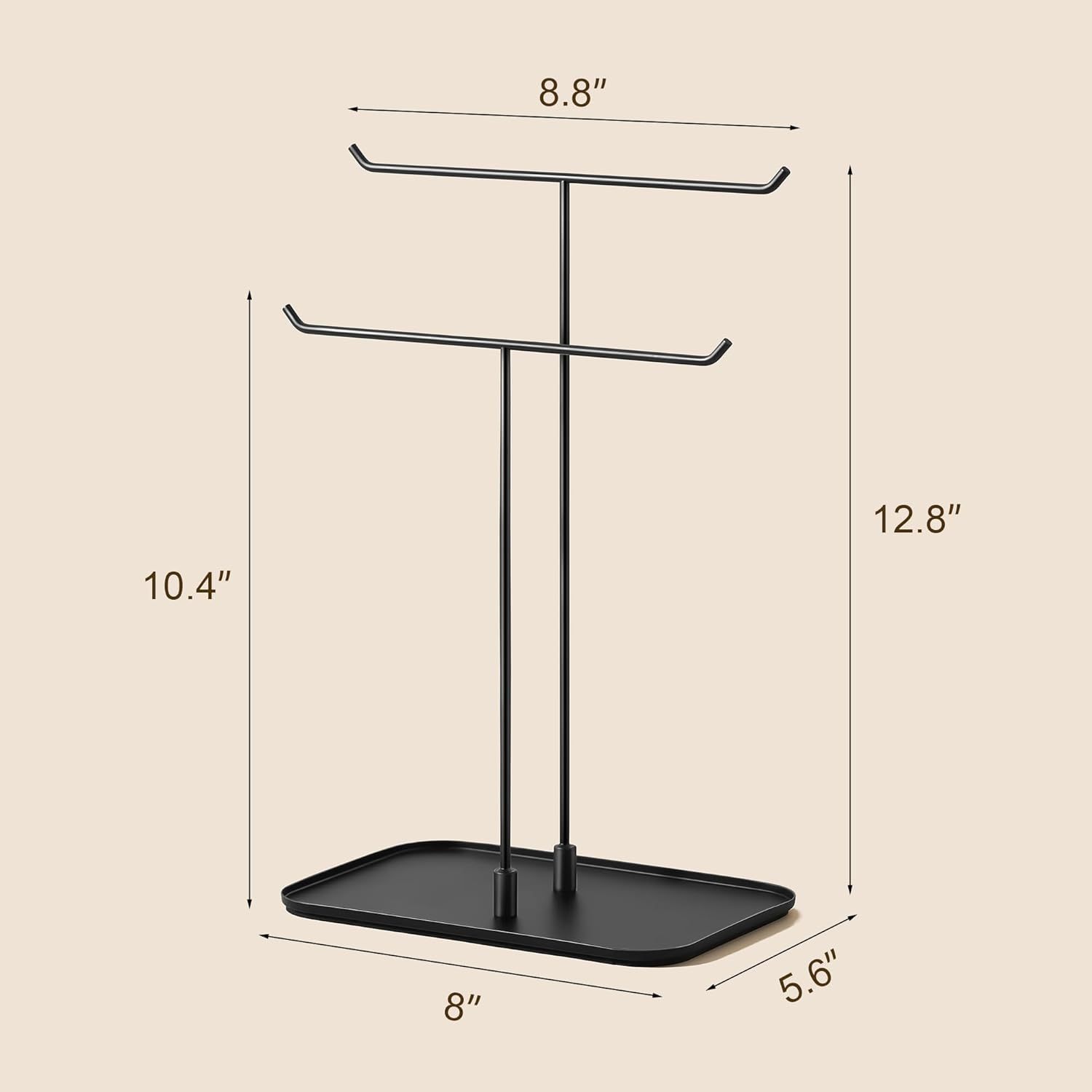Necklace Stand: Black Metal Necklace Organizer for Home Decor