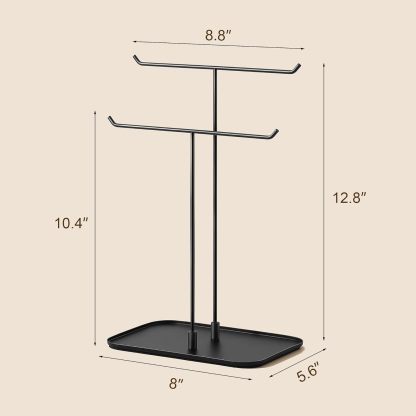 Necklace Stand: Black Metal Necklace Organizer for Home Decor
