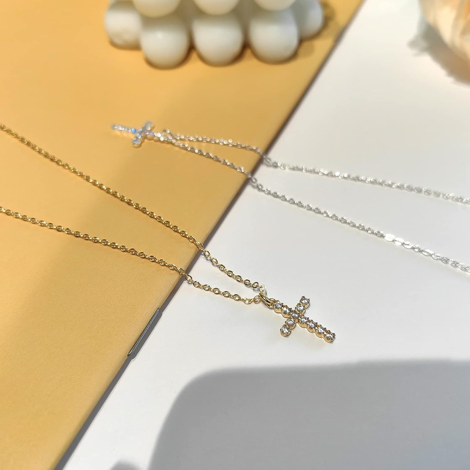 Gold Necklace for Women, Dainty Long Necklace 14k Gold Plated/Silver Y-Shaped Pendant Necklaces Trendy Beaded Chain Drop Necklaces Jewelry for Women Gifts