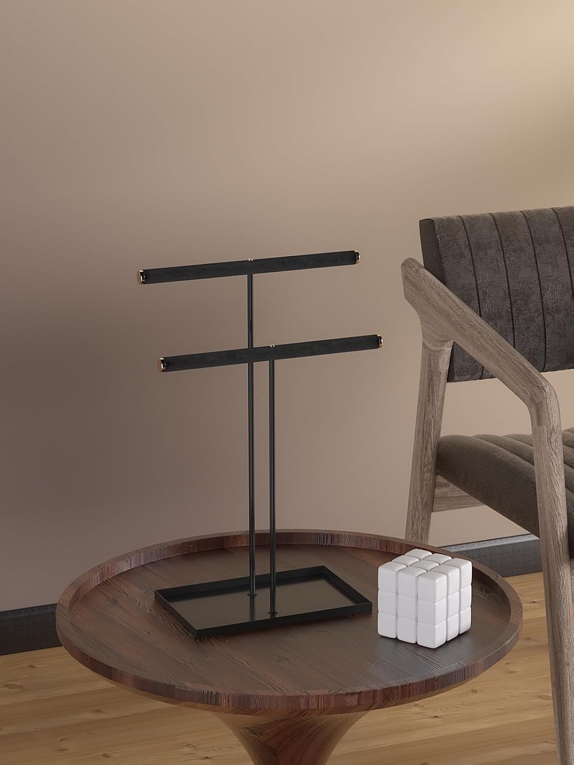 Necklace Organizers Holder, Small Jewelry Display Stand for Women, Men and Vendors, Long Necklace Organizer, Multi-Functional Bracelet Hanger, Space Saving Design (2 Tier Black)