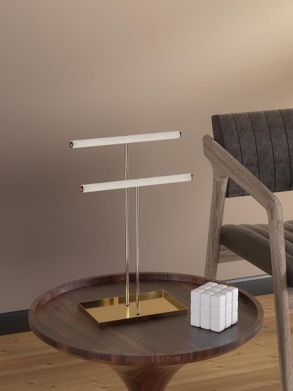 Necklace Organizers Holder, Small Jewelry Display Stand for Women, Men and Vendors, Long Necklace Organizer, Multi-Functional Bracelet Hanger, Space Saving Design (2 Tier Black)