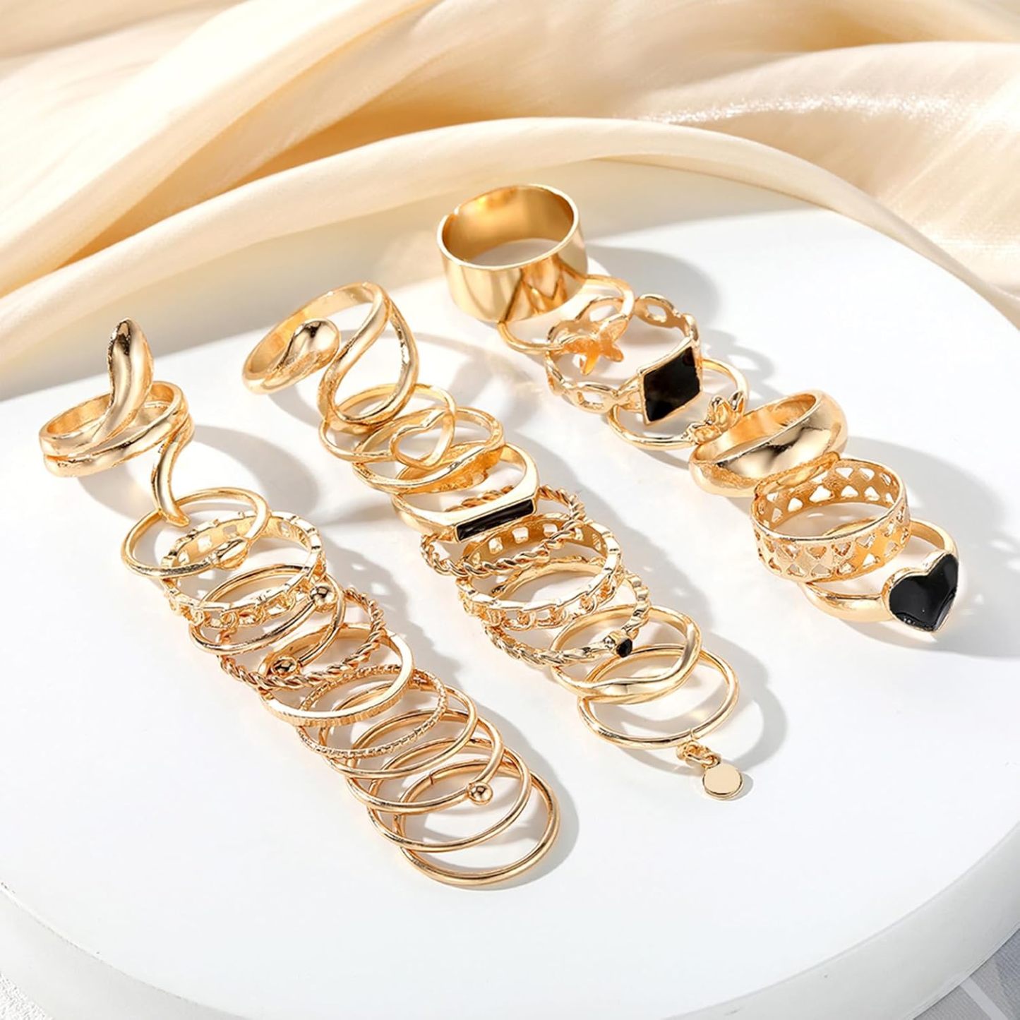  51 Pcs Gold Knuckle Rings Set For Women Girls Vintage Stackable Joint Finger Midi Rings Dainty Cubic Zirconia Crystal Simple Twist Hollow Cute Rings Pack Jewelry Gift