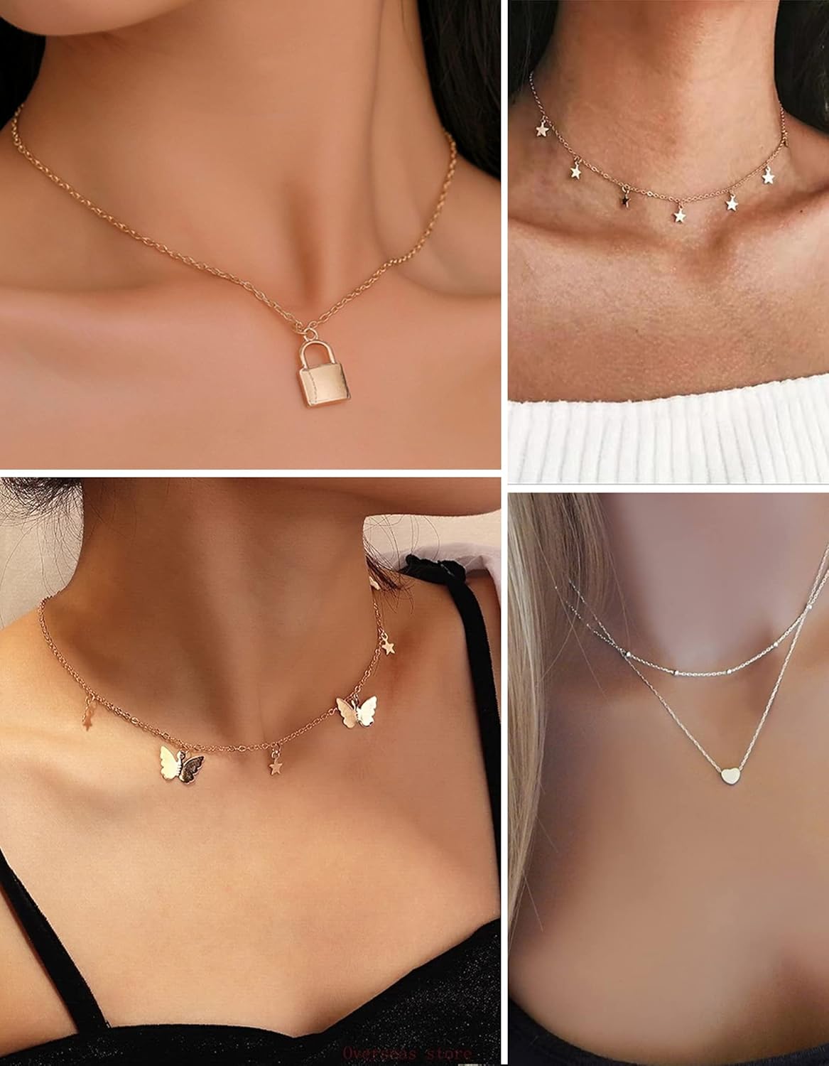 12pcs Chain Gold Bead Necklace Coin Moon Star Pearl Pendant Chain Choker Multilayer Necklace Leather Cord Set for Women Men Adjustable Gold Tone