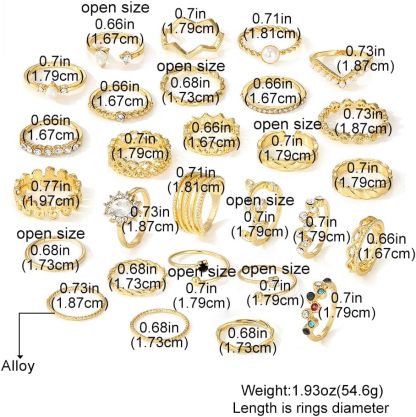  51 Pcs Gold Knuckle Rings Set For Women Girls Vintage Stackable Joint Finger Midi Rings Dainty Cubic Zirconia Crystal Simple Twist Hollow Cute Rings Pack Jewelry Gift