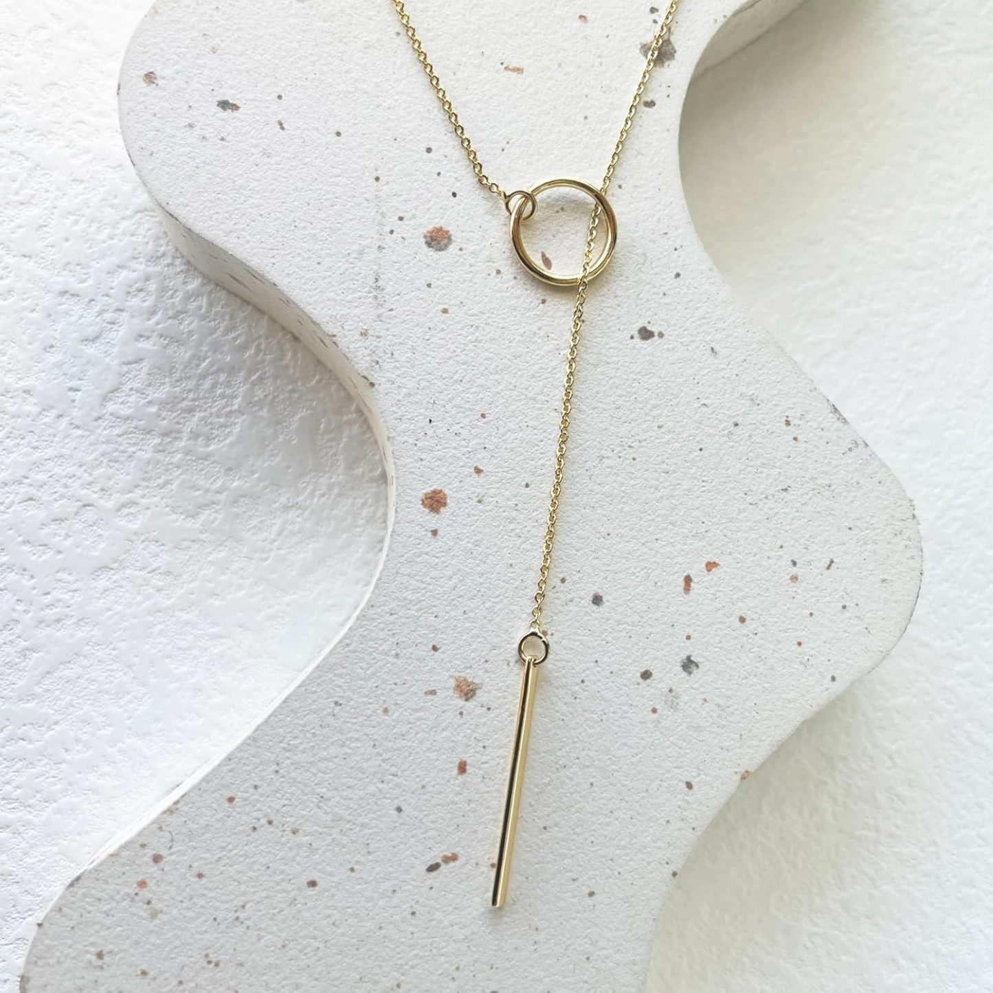 Gold Necklace for Women, Dainty Long Necklace 14k Gold Plated/Silver Y-Shaped Pendant Necklaces Trendy Beaded Chain Drop Necklaces Jewelry for Women Gifts