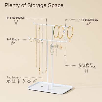 Necklace Stand: Black Metal Necklace Organizer for Home Decor