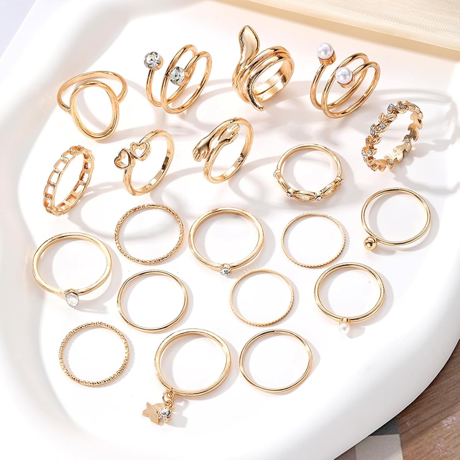  51 Pcs Gold Knuckle Rings Set For Women Girls Vintage Stackable Joint Finger Midi Rings Dainty Cubic Zirconia Crystal Simple Twist Hollow Cute Rings Pack Jewelry Gift