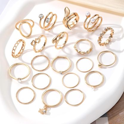  51 Pcs Gold Knuckle Rings Set For Women Girls Vintage Stackable Joint Finger Midi Rings Dainty Cubic Zirconia Crystal Simple Twist Hollow Cute Rings Pack Jewelry Gift