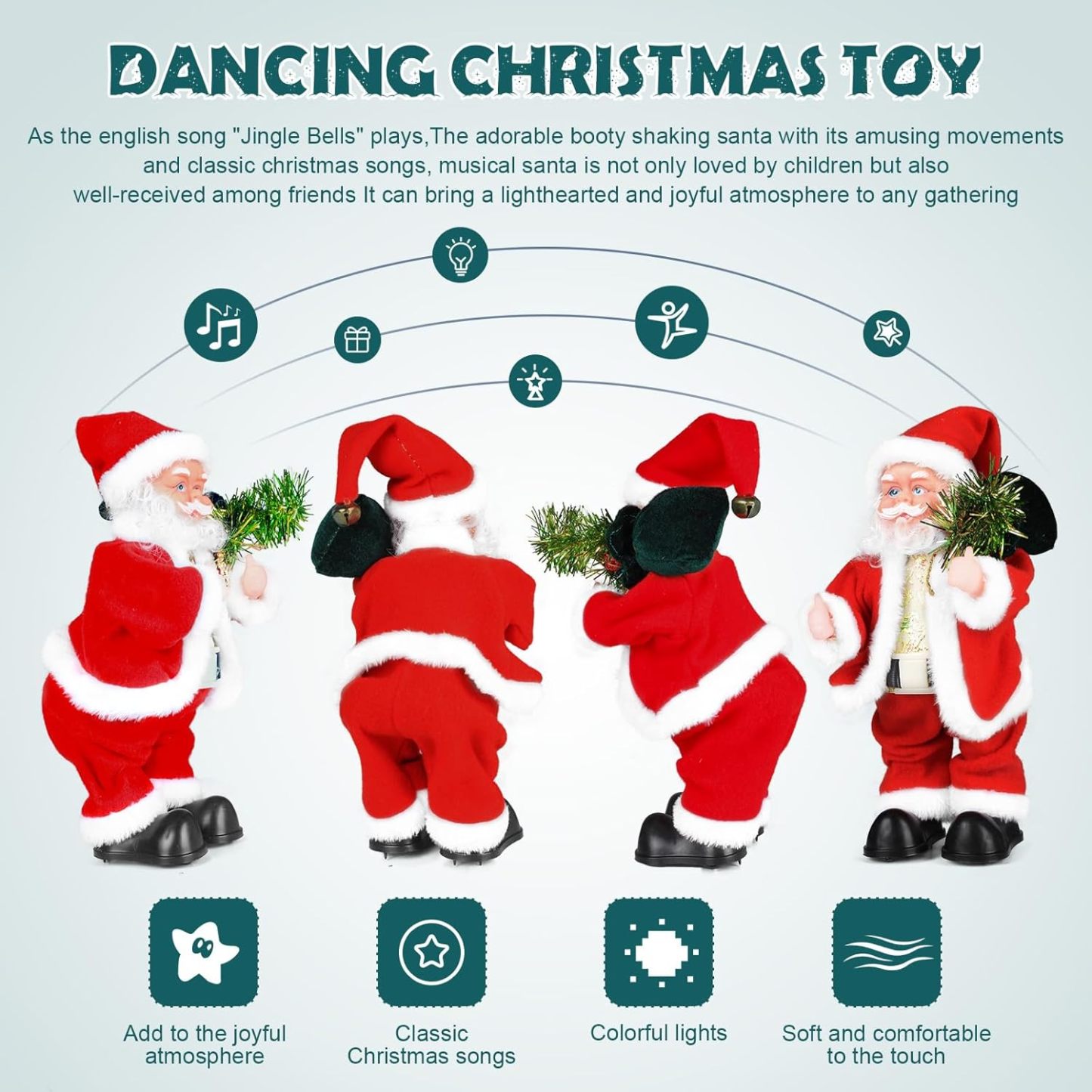 Dancing Santa - Moving Dancing Santa Claus with Music Animated Christmas Singing Toys