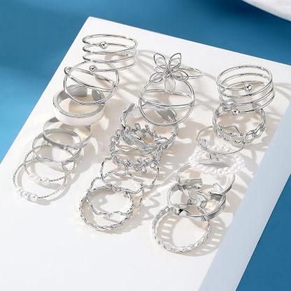  51 Pcs Gold Knuckle Rings Set For Women Girls Vintage Stackable Joint Finger Midi Rings Dainty Cubic Zirconia Crystal Simple Twist Hollow Cute Rings Pack Jewelry Gift