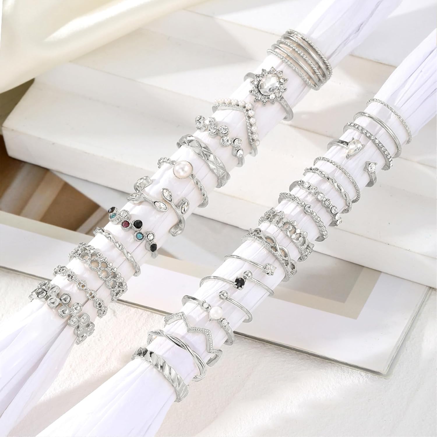  51 Pcs Gold Knuckle Rings Set For Women Girls Vintage Stackable Joint Finger Midi Rings Dainty Cubic Zirconia Crystal Simple Twist Hollow Cute Rings Pack Jewelry Gift