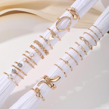  51 Pcs Gold Knuckle Rings Set For Women Girls Vintage Stackable Joint Finger Midi Rings Dainty Cubic Zirconia Crystal Simple Twist Hollow Cute Rings Pack Jewelry Gift