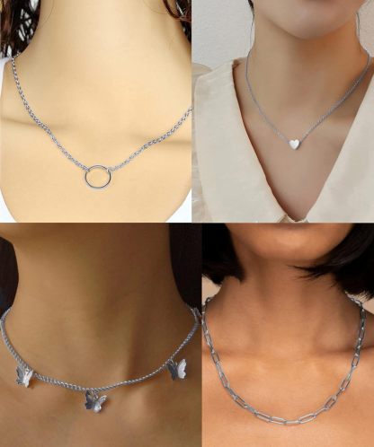 12pcs Chain Gold Bead Necklace Coin Moon Star Pearl Pendant Chain Choker Multilayer Necklace Leather Cord Set for Women Men Adjustable Gold Tone