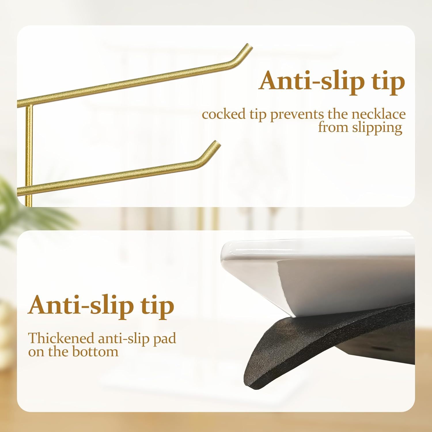 Necklace Stand: Black Metal Necklace Organizer for Home Decor