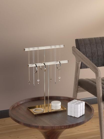 Necklace Organizers Holder, Small Jewelry Display Stand for Women, Men and Vendors, Long Necklace Organizer, Multi-Functional Bracelet Hanger, Space Saving Design (2 Tier Black)