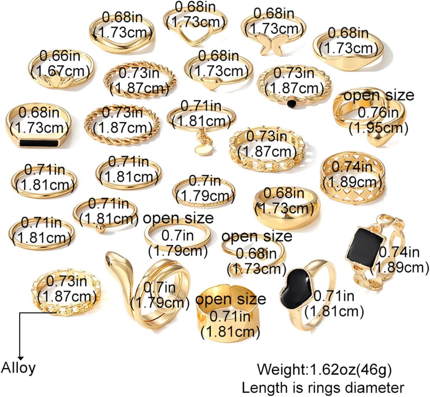  51 Pcs Gold Knuckle Rings Set For Women Girls Vintage Stackable Joint Finger Midi Rings Dainty Cubic Zirconia Crystal Simple Twist Hollow Cute Rings Pack Jewelry Gift