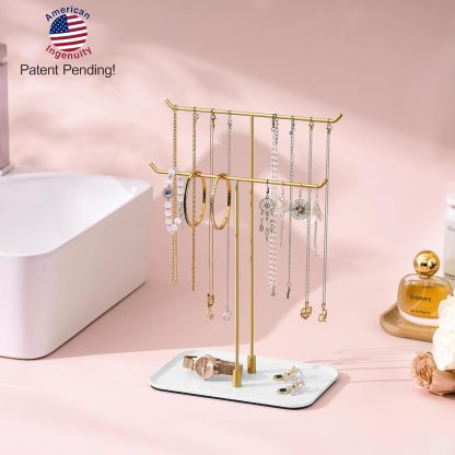 Necklace Stand: Black Metal Necklace Organizer for Home Decor