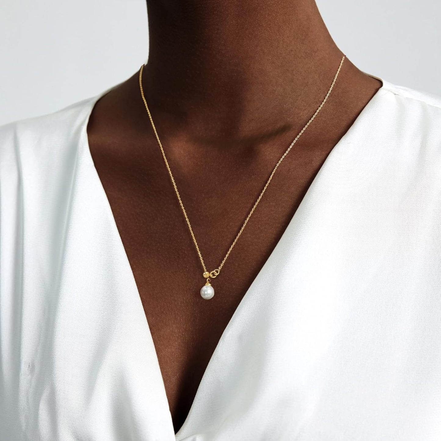 Gold Necklace for Women, Dainty Long Necklace 14k Gold Plated/Silver Y-Shaped Pendant Necklaces Trendy Beaded Chain Drop Necklaces Jewelry for Women Gifts