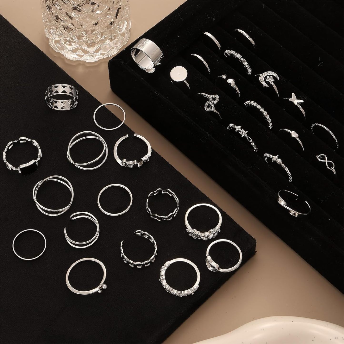  51 Pcs Gold Knuckle Rings Set For Women Girls Vintage Stackable Joint Finger Midi Rings Dainty Cubic Zirconia Crystal Simple Twist Hollow Cute Rings Pack Jewelry Gift