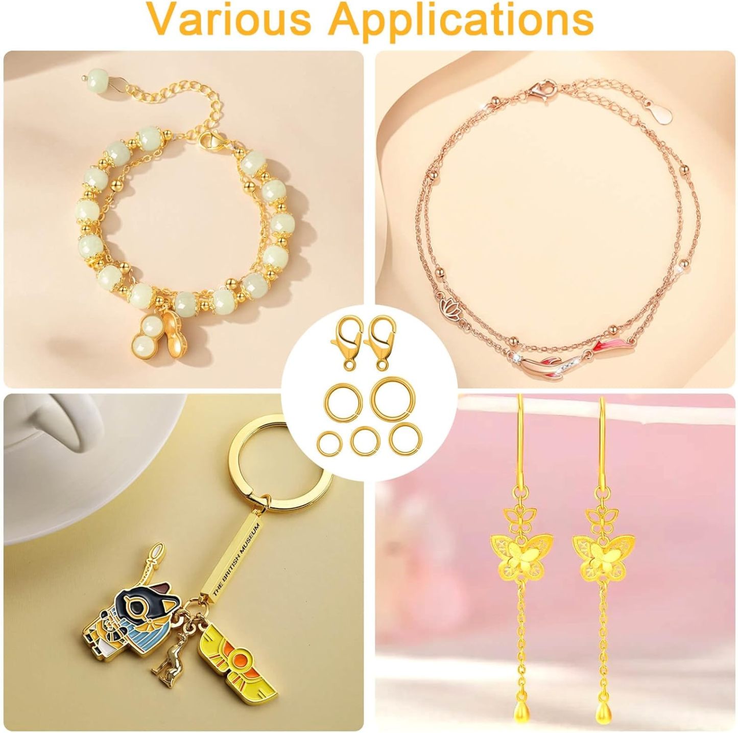 Jewelry Making Supplies and Necklace Repair with Jump Ring Pliers and Open Jump Ring(1200Pcs Silver and Gold)