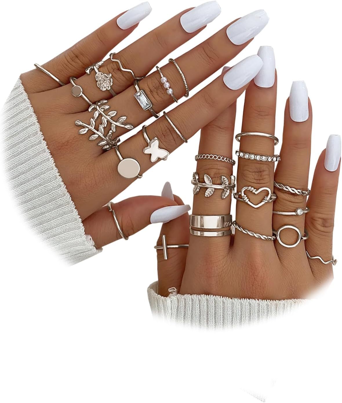  51 Pcs Gold Knuckle Rings Set For Women Girls Vintage Stackable Joint Finger Midi Rings Dainty Cubic Zirconia Crystal Simple Twist Hollow Cute Rings Pack Jewelry Gift