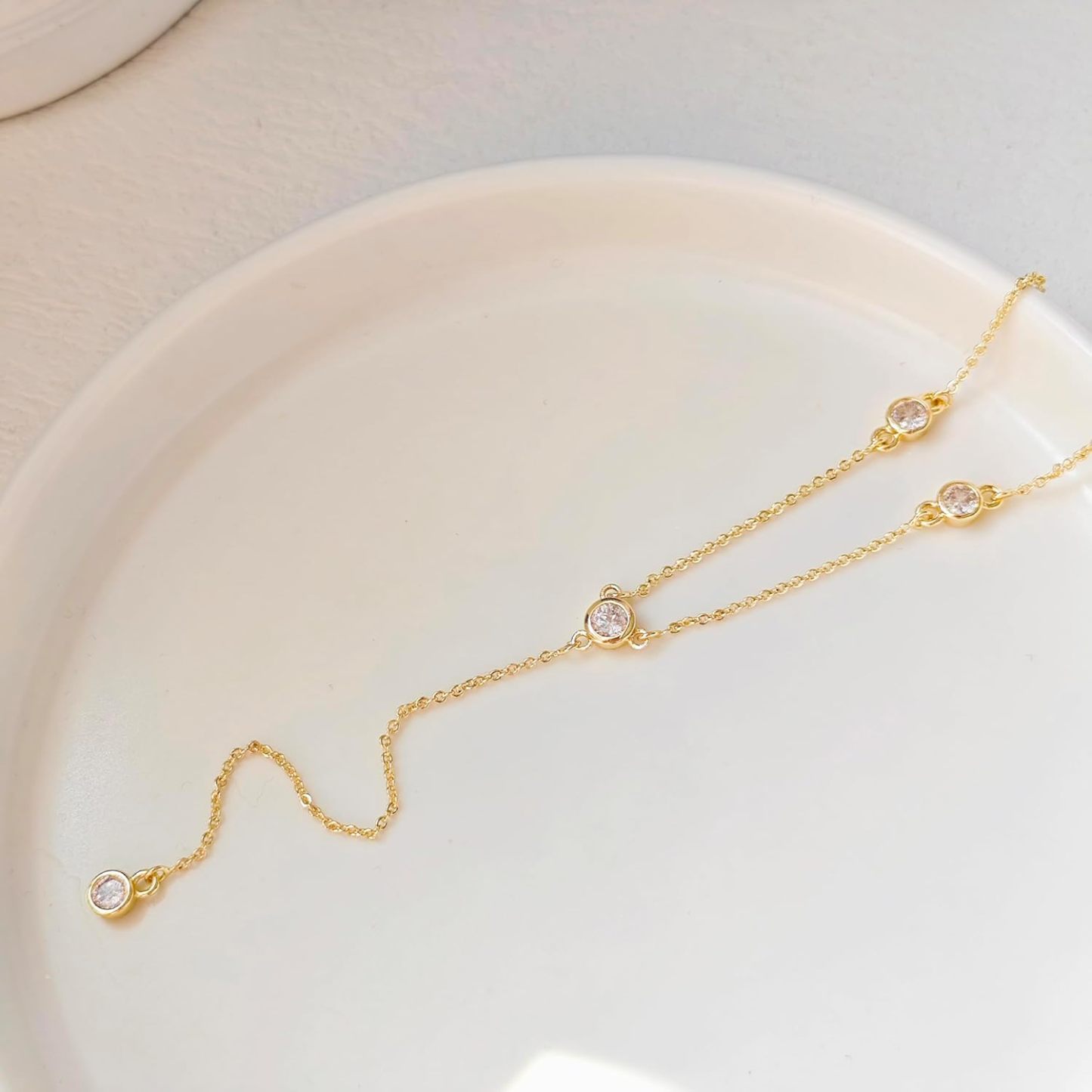 Gold Necklace for Women, Dainty Long Necklace 14k Gold Plated/Silver Y-Shaped Pendant Necklaces Trendy Beaded Chain Drop Necklaces Jewelry for Women Gifts