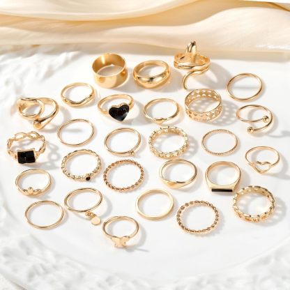  51 Pcs Gold Knuckle Rings Set For Women Girls Vintage Stackable Joint Finger Midi Rings Dainty Cubic Zirconia Crystal Simple Twist Hollow Cute Rings Pack Jewelry Gift
