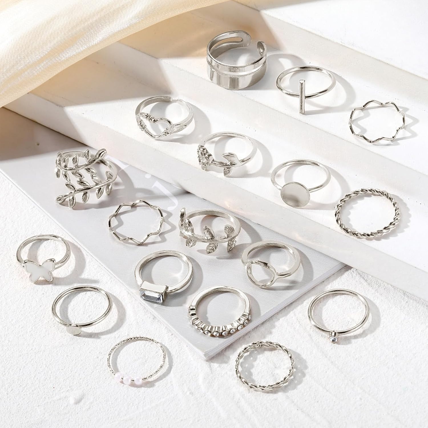  51 Pcs Gold Knuckle Rings Set For Women Girls Vintage Stackable Joint Finger Midi Rings Dainty Cubic Zirconia Crystal Simple Twist Hollow Cute Rings Pack Jewelry Gift