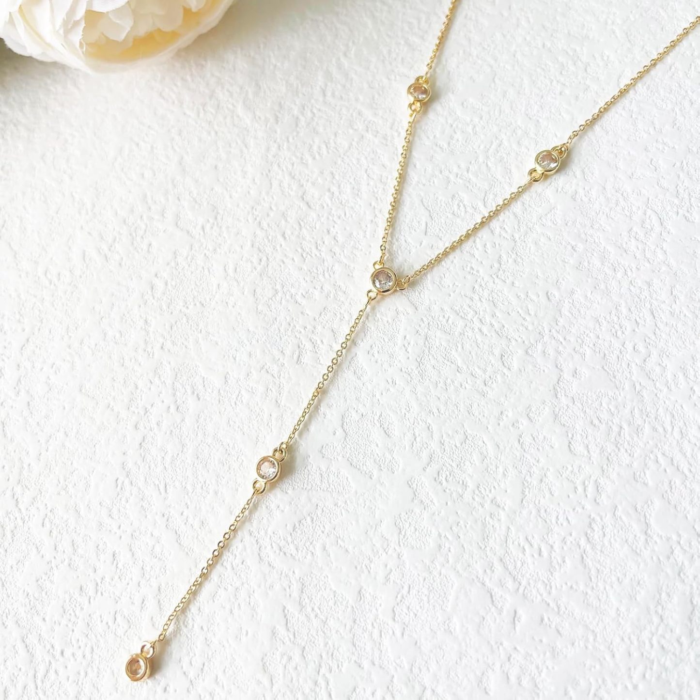 Gold Necklace for Women, Dainty Long Necklace 14k Gold Plated/Silver Y-Shaped Pendant Necklaces Trendy Beaded Chain Drop Necklaces Jewelry for Women Gifts