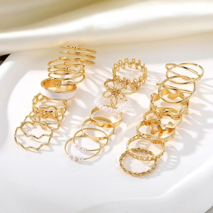  51 Pcs Gold Knuckle Rings Set For Women Girls Vintage Stackable Joint Finger Midi Rings Dainty Cubic Zirconia Crystal Simple Twist Hollow Cute Rings Pack Jewelry Gift