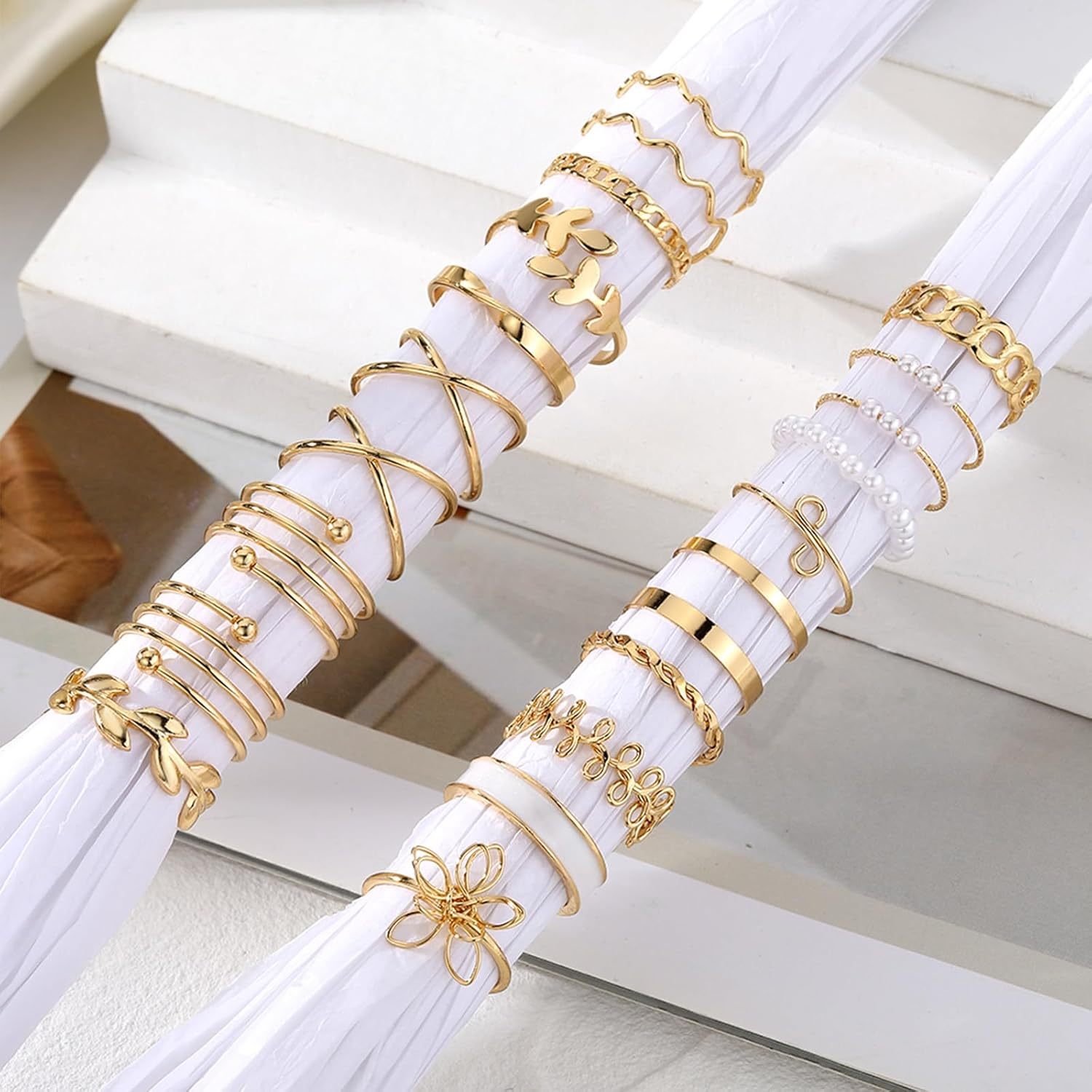  51 Pcs Gold Knuckle Rings Set For Women Girls Vintage Stackable Joint Finger Midi Rings Dainty Cubic Zirconia Crystal Simple Twist Hollow Cute Rings Pack Jewelry Gift