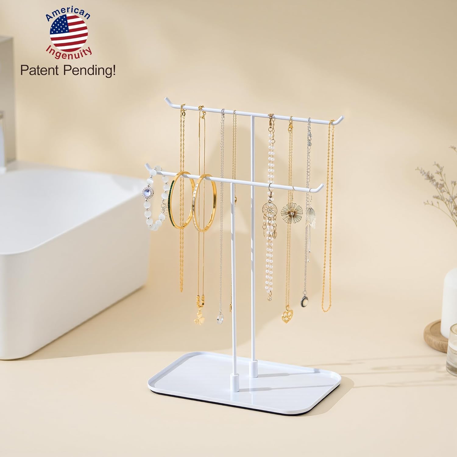 Necklace Stand: Black Metal Necklace Organizer for Home Decor