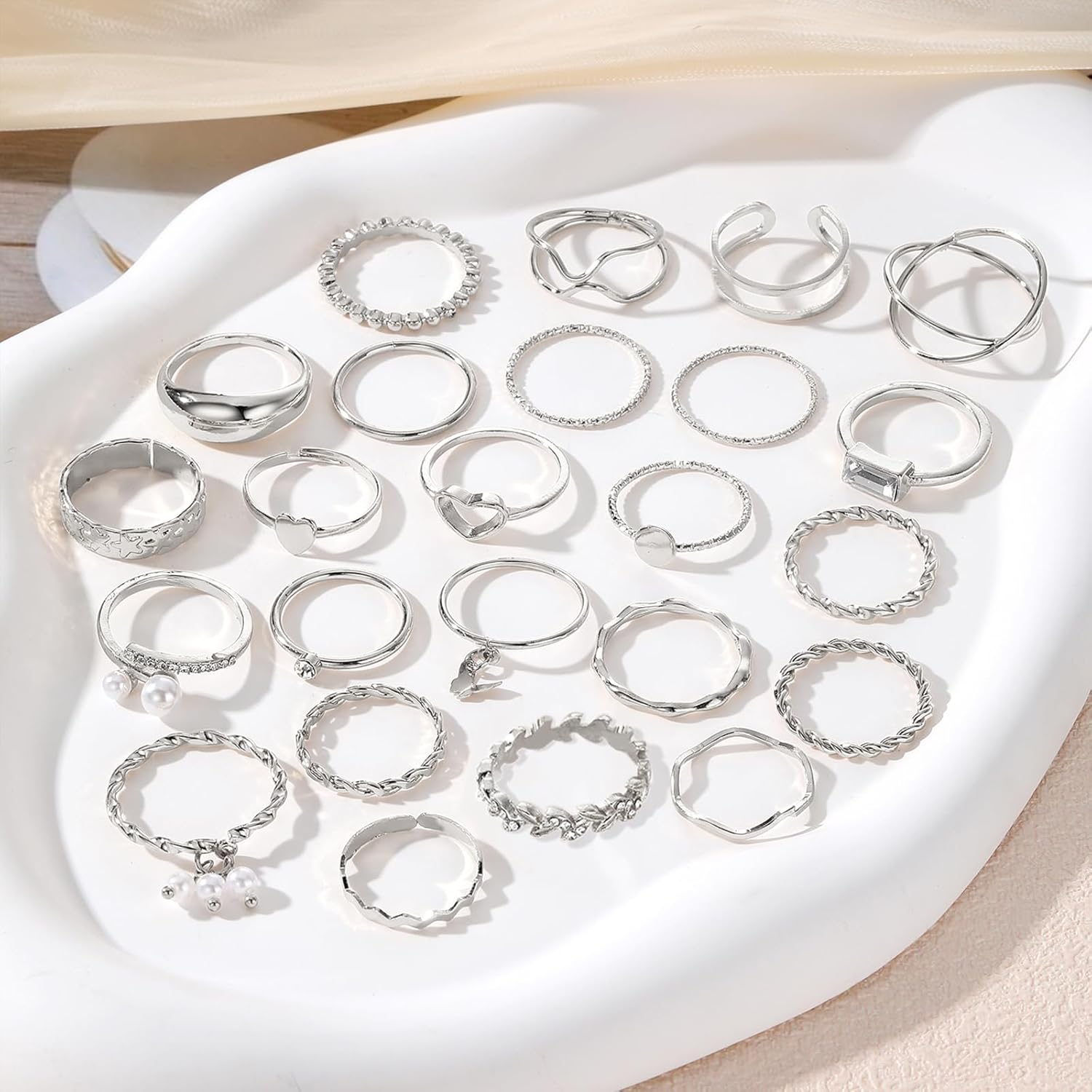  51 Pcs Gold Knuckle Rings Set For Women Girls Vintage Stackable Joint Finger Midi Rings Dainty Cubic Zirconia Crystal Simple Twist Hollow Cute Rings Pack Jewelry Gift