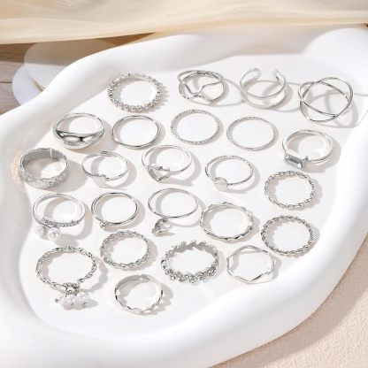  51 Pcs Gold Knuckle Rings Set For Women Girls Vintage Stackable Joint Finger Midi Rings Dainty Cubic Zirconia Crystal Simple Twist Hollow Cute Rings Pack Jewelry Gift