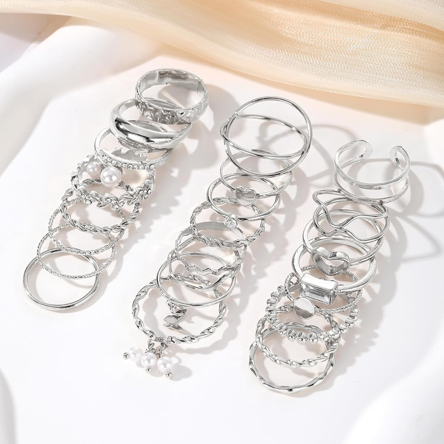  51 Pcs Gold Knuckle Rings Set For Women Girls Vintage Stackable Joint Finger Midi Rings Dainty Cubic Zirconia Crystal Simple Twist Hollow Cute Rings Pack Jewelry Gift