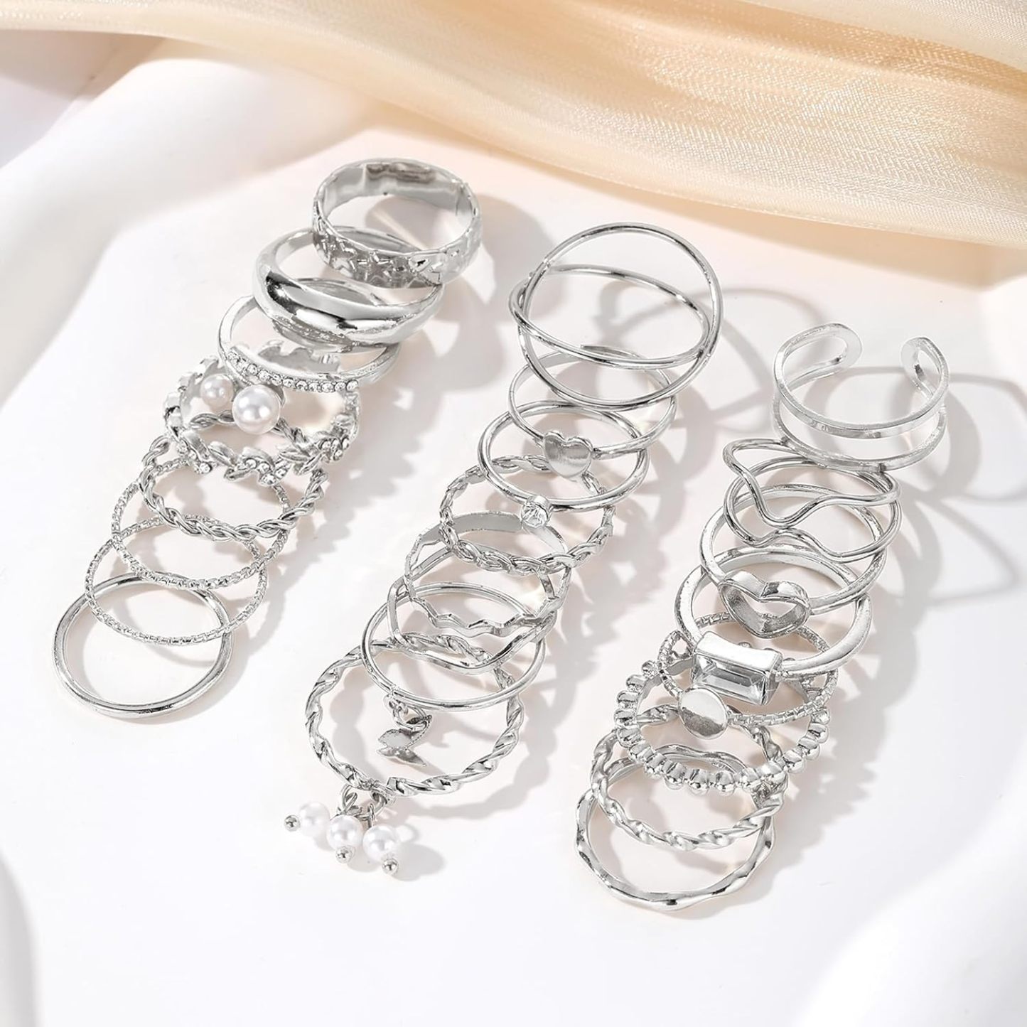  51 Pcs Gold Knuckle Rings Set For Women Girls Vintage Stackable Joint Finger Midi Rings Dainty Cubic Zirconia Crystal Simple Twist Hollow Cute Rings Pack Jewelry Gift