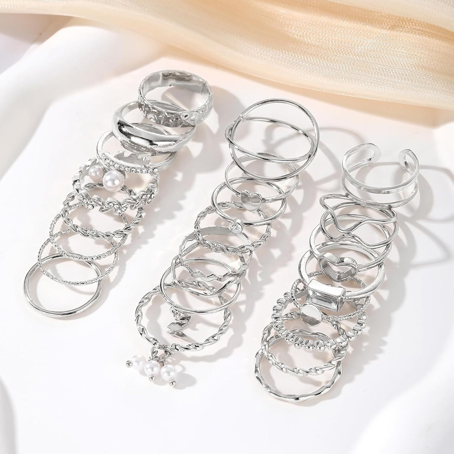  51 Pcs Gold Knuckle Rings Set For Women Girls Vintage Stackable Joint Finger Midi Rings Dainty Cubic Zirconia Crystal Simple Twist Hollow Cute Rings Pack Jewelry Gift