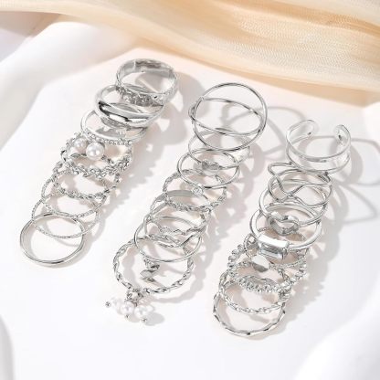  51 Pcs Gold Knuckle Rings Set For Women Girls Vintage Stackable Joint Finger Midi Rings Dainty Cubic Zirconia Crystal Simple Twist Hollow Cute Rings Pack Jewelry Gift